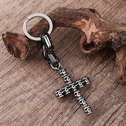 Totenkopf-Kreuz-Schlüsselanhänger aus Edelstahl 304&nbsp;HC7516