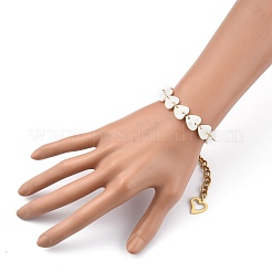 Braccialetti con maglie di conchiglia d'acqua dolce naturale a cuore&nbsp;BJEW-JB05439-01