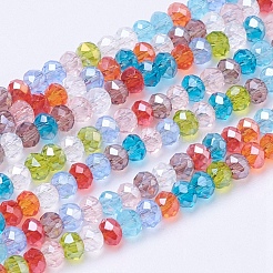 Rondellperlstränge mit gemischten galvanischen Glasfacetten&nbsp;X-EGLA-J047-3x2mm-46