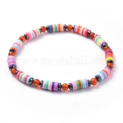 Polymer Clay heishi Perlen Perlen Stretch Armbänder&nbsp;BJEW-JB04452-M