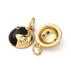 Pavé de zircones cubiques en laiton avec breloques en émail&nbsp;KK-Q098-11G