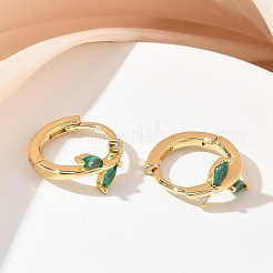 Pendientes de aro de circonita cúbica con micro pavé de latón para mujer&nbsp;EJEW-A167-12G