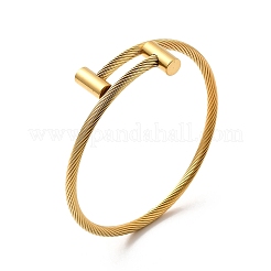 Placcatura ionica (ip) 304 bracciale aperto con corda intrecciata in acciaio inossidabile&nbsp;BJEW-P283-53A