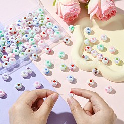 100 pièce de perles acryliques arc-en-ciel plaquées UV&nbsp;PACR-CJ0001-35