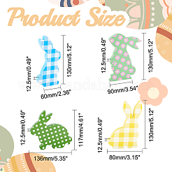 4 pièce de décorations d'affichage de lapin en bois de 4 styles&nbsp;AJEW-GL0002-05