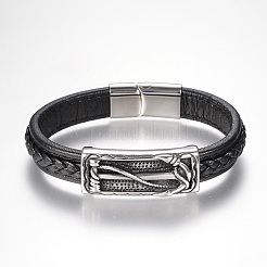 Geflochtene Lederarmbänder für Herren&nbsp;BJEW-H559-06