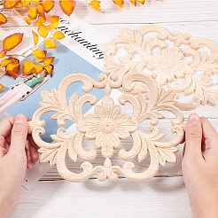 Mestiere di applique onlay intagliato in legno di gomma&nbsp;AJEW-OC0001-47
