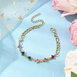 Bracciali a maglie in vetro trasparente a rombo&nbsp;BJEW-JB11002