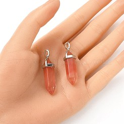 2 x Kirschquarzglas-Doppelterminal-Anhänger&nbsp;G-YW0002-03