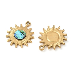 Anhänger aus natürlicher Paua-Muschel aus Edelstahl 304&nbsp;STAS-L288-15G-01