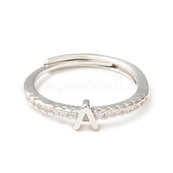 Anello regolabile con lettera iniziale in zirconia cubica trasparente&nbsp;RJEW-C052-01P-A