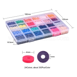 8400pcs 24 couleurs perles d'argile polymère faites à la main&nbsp;CLAY-YW0001-11B-4mm