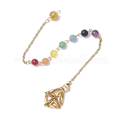 3 pièce 3 styles 304 chaîne en acier inoxydable pochette en macramé support de pierre vide pendules de radiesthésie&nbsp;HJEW-JM02325-01