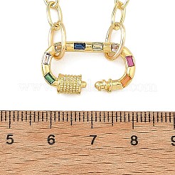 Collares de cadena de latón con cierre de mosquetón ovalado de circonita cúbica de colores para mujer.&nbsp;NJEW-JN06462