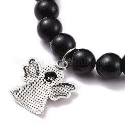 Stretch-Armband mit runden Perlen aus natürlichem Obsidian und gemischten Steinen&nbsp;BJEW-JB07060