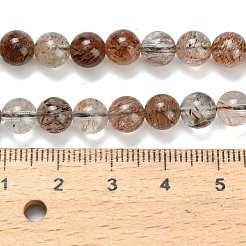Natürliche Stränge aus Rutilquarzperlen in Schwarzgold&nbsp;G-L642-B09-6mm