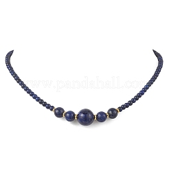 Natürliche Lapislazuli-Halsketten mit runden&nbsp;NJEW-JN05654-02