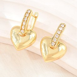Orecchini pendenti a cerchio in ottone con micro pavé di zirconi cubici trasparenti&nbsp;EJEW-G471-30C-G