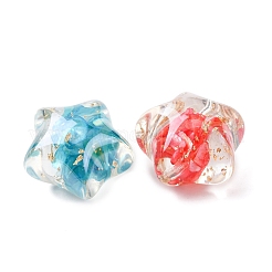 Perles transparentes en résine et coquillage naturel&nbsp;RESI-B039-03B