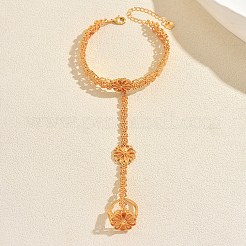 Eleganti bracciali a catena con maglie a fiore in ottone per donna&nbsp;HG2841