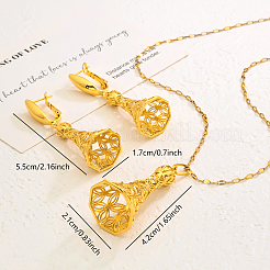 Mode Messing Hohlturm mit Blume Anhänger Halsketten & Ohrringe Sets für Frauen&nbsp;MX1578
