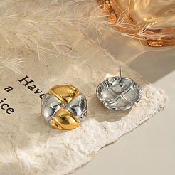 Boucles d'oreilles rondes plates bicolores en acier inoxydable&nbsp;NF5313