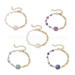Armbänder aus runden und quadratischen Natursteinperlen&nbsp;BJEW-JB13487