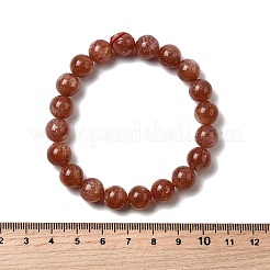 Stretch-Armbänder aus natürlichem Sonnenstein mit runden Perlen für Damen&nbsp;BJEW-L712-A03