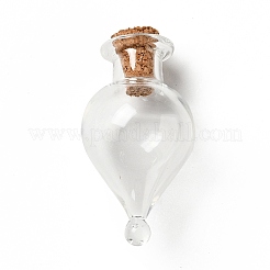 Ornement de bouteilles de liège en verre en forme de larme&nbsp;LS-AJEW-A039-01B