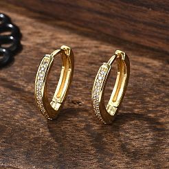 Orecchini a cerchio huggie in zirconi cubici trasparenti micro pavè&nbsp;EJEW-A058-26G