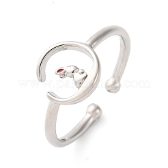 Verstellbare offene Manschettenringe aus Messing und Emaille für Damen&nbsp;LS-RJEW-U058-04P