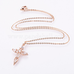 Colliers en laiton avec pendentif avec zircone cubique de micro pave&nbsp;NJEW-E111-14