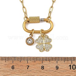 Pendentif trèfle à quatre feuilles en laiton serti de micro-pavés de zirconiums cubiques transparents&nbsp;NJEW-JN06498