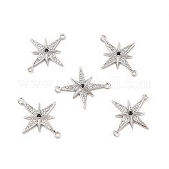 Messing Micro Pave Clear & Black Kubisch Zirkonia Connector Charms&nbsp;KK-E068-VB041