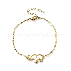 201 bracelets à maillons éléphant en acier inoxydable&nbsp;BJEW-B128-02G