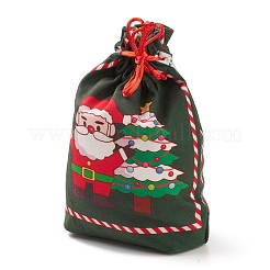 Bolsas de tela rectangulares con tema navideño con cordón de yute.&nbsp;ABAG-P008-01C