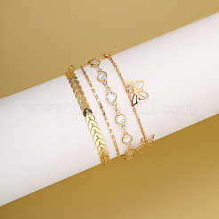 4 stücke 4 arten legierung kristall strass schmetterling charme fußkettchen sets für frauen&nbsp;FS-WGF915E-01