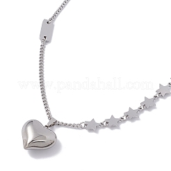 Collier avec pendentif en forme de cœur et d'étoile en acier inoxydable 304 anti-ternissement pour femme&nbsp;NJEW-F298-12P