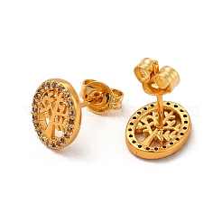 Boucles d'oreilles arbre de vie en zircone cubique transparente&nbsp;EJEW-P221-28G