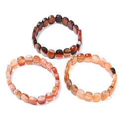 Bracelets extensibles en perles facettées d'agate rubanée naturelle teintée et chauffée pour femmes&nbsp;BJEW-K251-07I