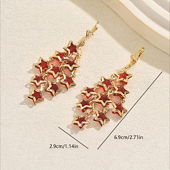 Boucles d'oreilles créoles à pompon en laiton et verre en forme d'étoile&nbsp;OD1871-1