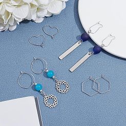 720 pieza de 7 estilos de accesorios para pendientes de aro de acero inoxidable 304&nbsp;STAS-UN0024-36
