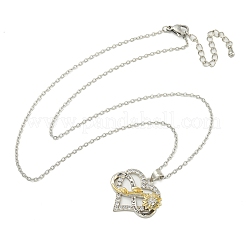 Collane con ciondolo a forma di cuore infinito con girasole in micro pavé di ottone e zirconi cubici trasparenti per donna&nbsp;NJEW-G146-01P