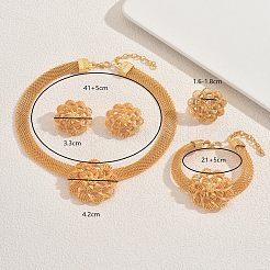 Legierung hohle Blume Armbänder & Ohrringe & Halsketten & Ringe Sets für Frauen&nbsp;AI6728