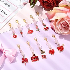 10 pendentif décoratif en alliage émaillé sur le thème de la Saint-Valentin&nbsp;HJEW-CJD00004
