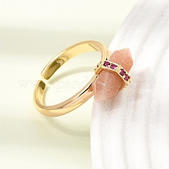 Anillos abiertos de latón con micropavé de circonitas cúbicas para mujer&nbsp;GG-CBA0B5A-03G-06