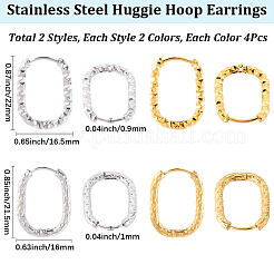 16 pieza de 4 estilos de pendientes de aro de acero inoxidable 304&nbsp;EJEW-SC0001-77