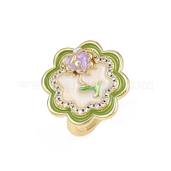 Verstellbare Manschettenringe aus Messing mit Mikropavé und Zirkonia für Damen&nbsp;RJEW-C139-10G