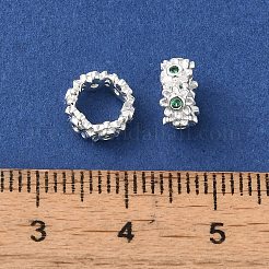 Cuentas europeas de latón plateado con circonitas cúbicas&nbsp;KK-B088-01B-01S