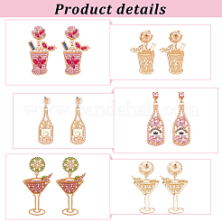 3 Paar 3 Stile Strass-Weinglas-Ohrstecker&nbsp;EJEW-AN0003-61